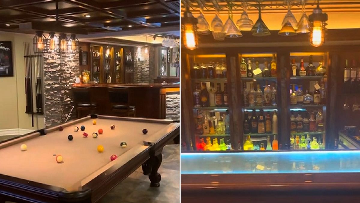 He turned the basement into a boys’ den with a bar, a cinema and even a secret door